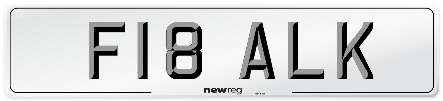 F18 ALK Number Plate from New Reg